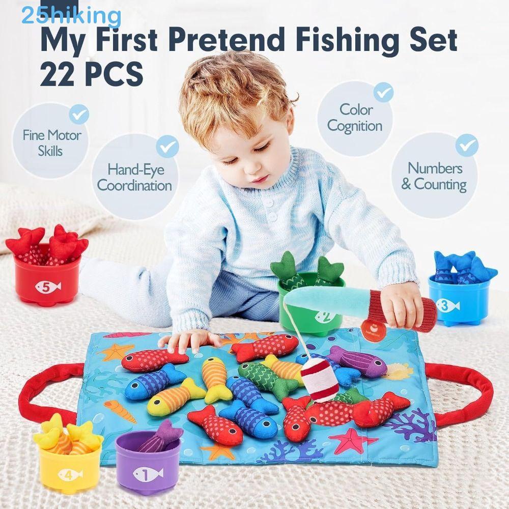 Jogo De Pesca Infantil , De Classificação De Cores Montessori De Pano , Brinquedos Sensoriais Interativos De Desenho Ani