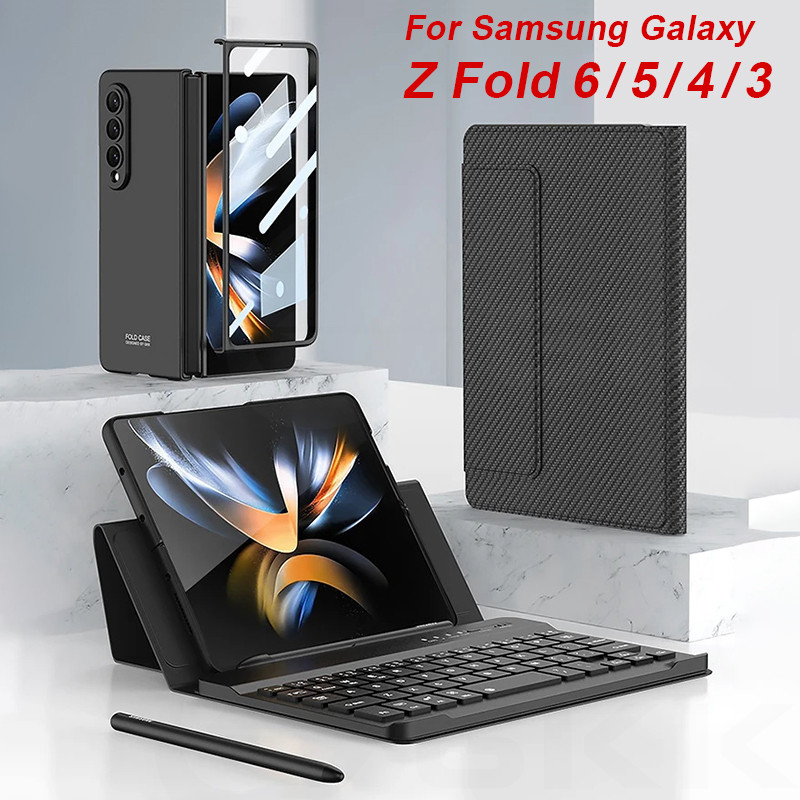 Teclado Dobrável De Couro GKK Para Samsung Galaxy Z Fold 8 Wide 7 6 5 4 Sem Fio 