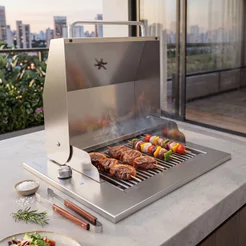 Churrasqueira Grill Elétrica com Tampa de Embutir Diamond Fine 50x40cm 2400W Titan