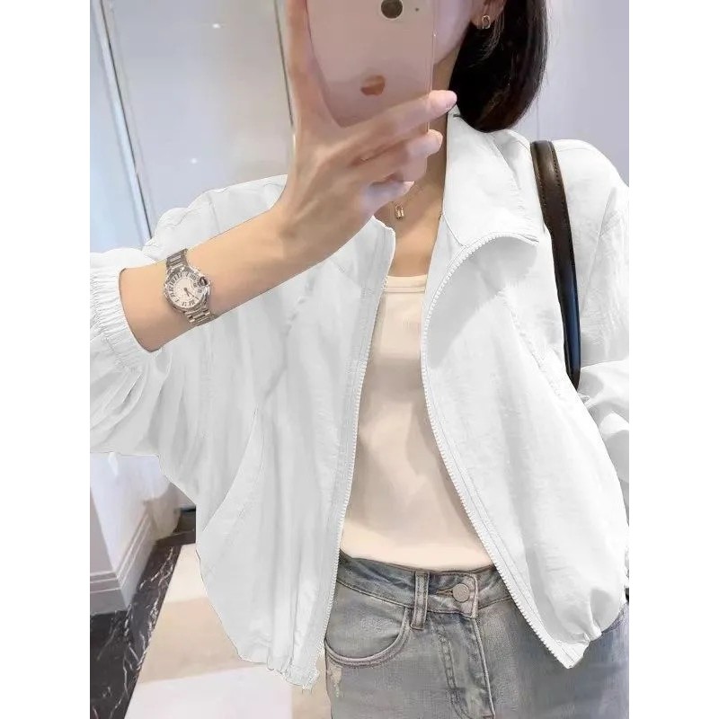 Protetor solar de seda gelo roupas femininas verão estilo fino 2026 novo estilo solto curto pequeno leve respirável jaqu