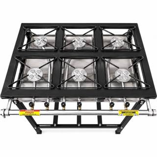 Fogão 6 Bocas Semi Industrial Alta Pressão Grelha Aço Carbono 20x20 + Kit Instalação