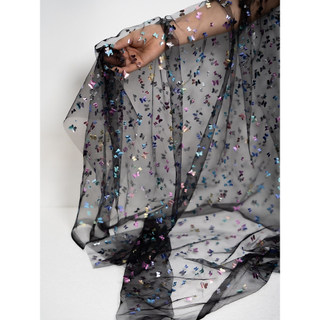 Sinfonia borboleta fantasia fio japonês piscando vestido de gaze fina tecido artesanal diy boneca decorativa tecido pret