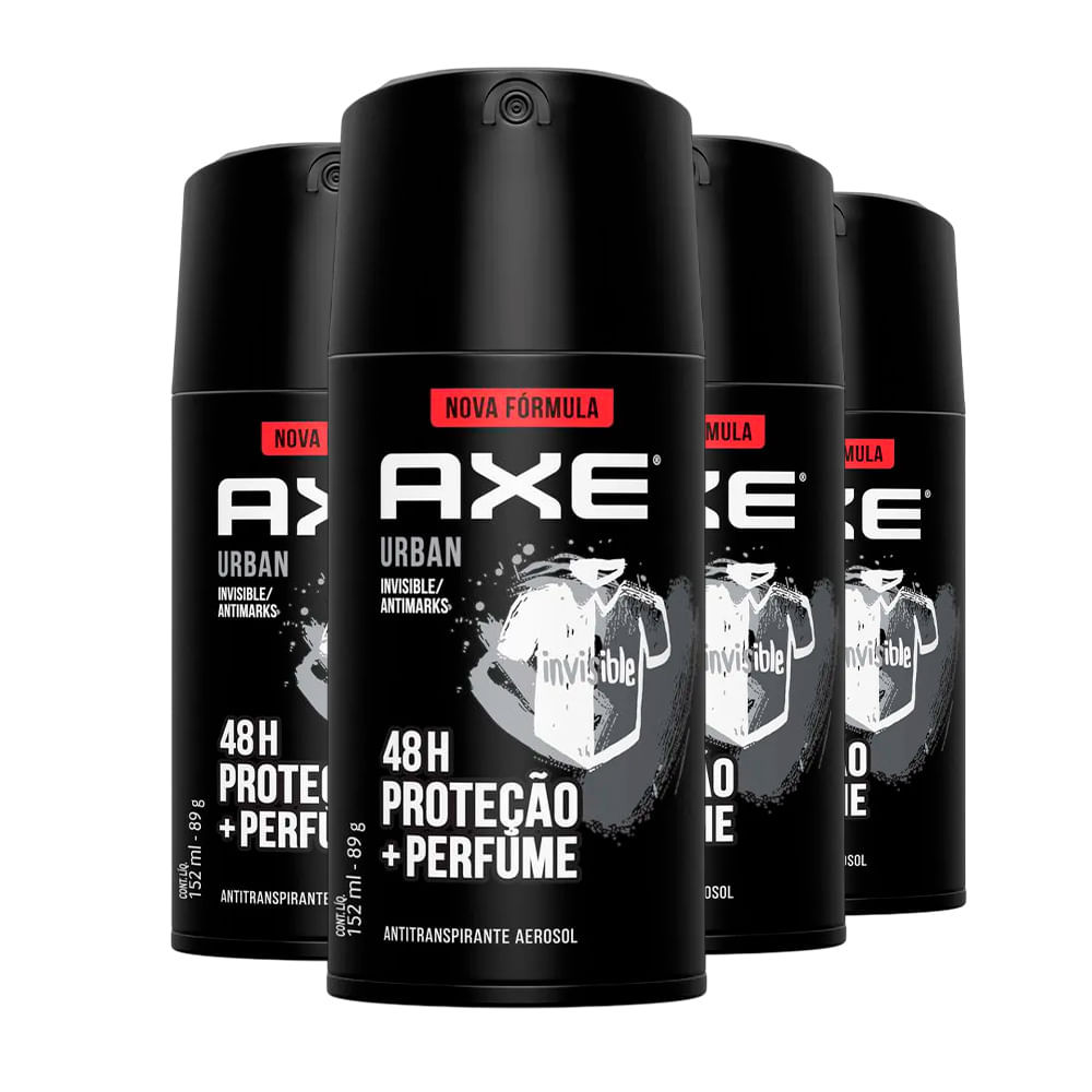 Kit Antitranspirante Aerosol AXE Urban Invisible 152 ml - 4 Unidades