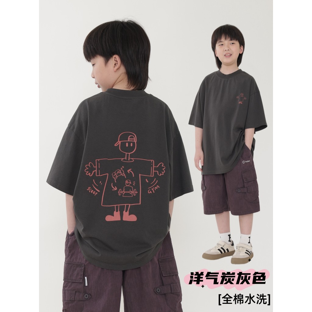 Meninos camiseta de manga curta verão novo estilo meninos moda crianças Casual All-Match médio grande crianças impresso 