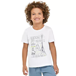 Camiseta Infantil Menino Estampa Relevo Elian Branco
