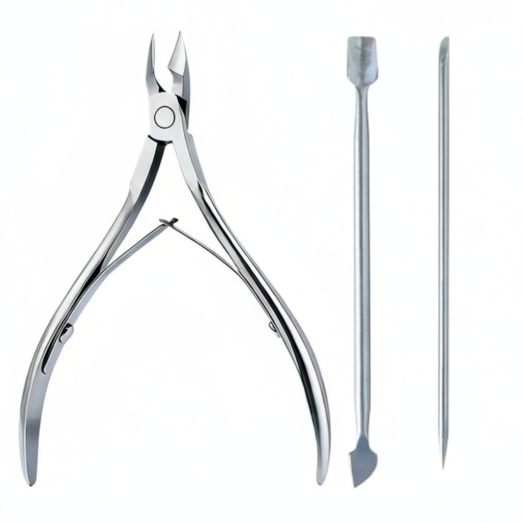 kit manicure alicate de unha e cutícula profissional + espatula inox manicure. Quality top