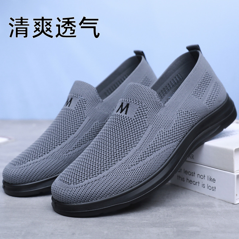Sapatos de pano antigos de pequim, sapatos de rede masculinos, sapatos casuais de malha, sapatos de pai para idosos de m
