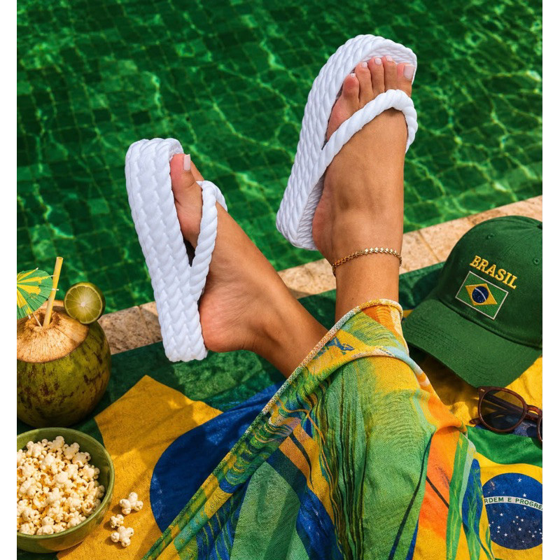 Chinelo Feminino Trançado Plataforma Lançamento Tendencia Confortável Antiderrapante Estiloso Verão Mulher PROMOÇÃO