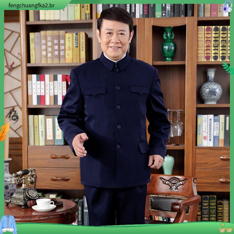 Roupas para idosos Zhongshan roupas masculinas pai roupas de meia-idade idosos roupas masculinas vovô jaqueta superior t