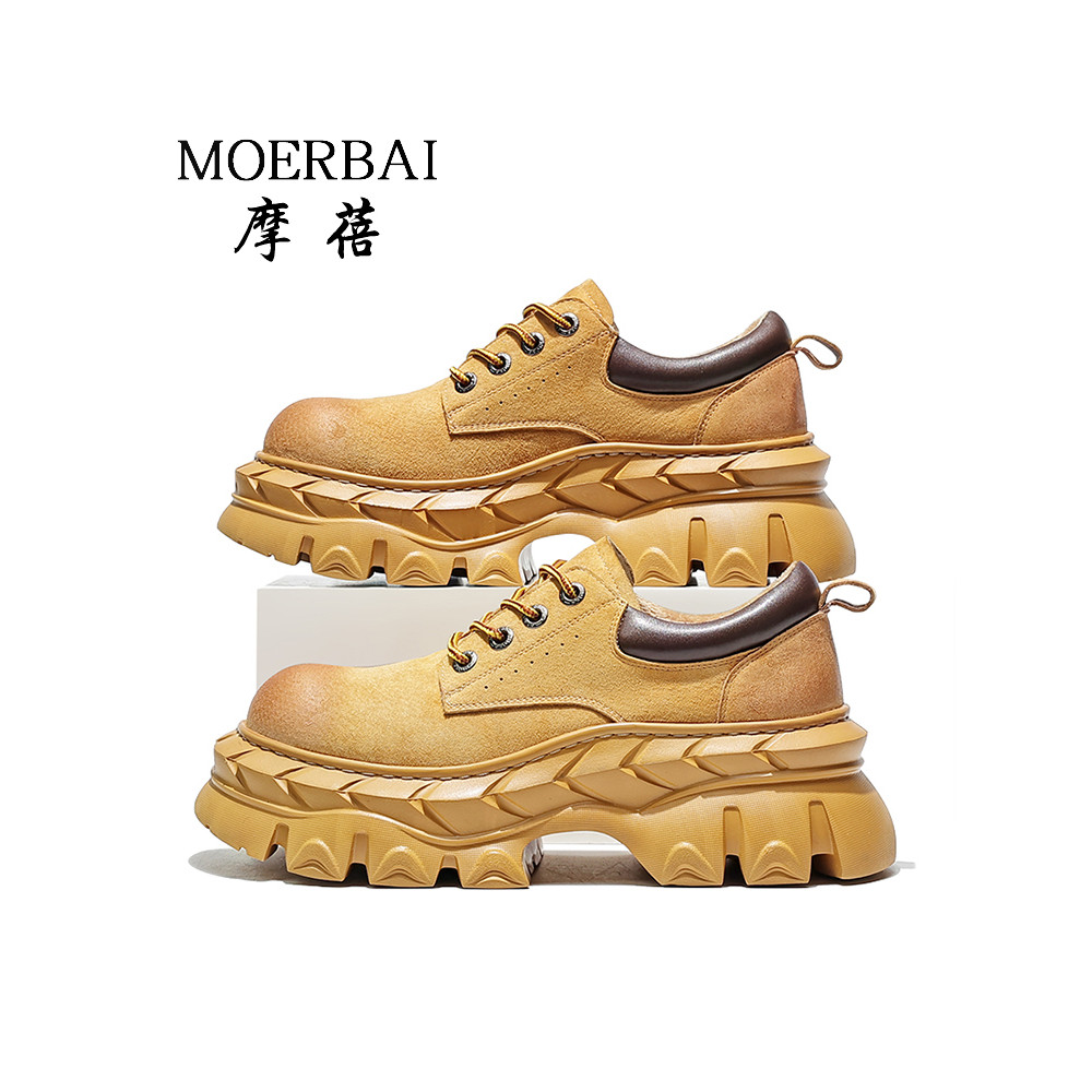 Mobe sapatos masculinos 2026 novo estilo sapatos de couro esportes masculinos sapatos casuais de sola grossa aumentando