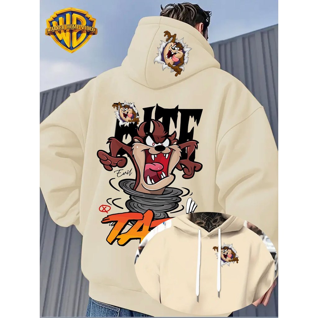 Moletom Canguru Premium Algodão Confortável Casaco  006 Estampado Taz-Mania, Unissex