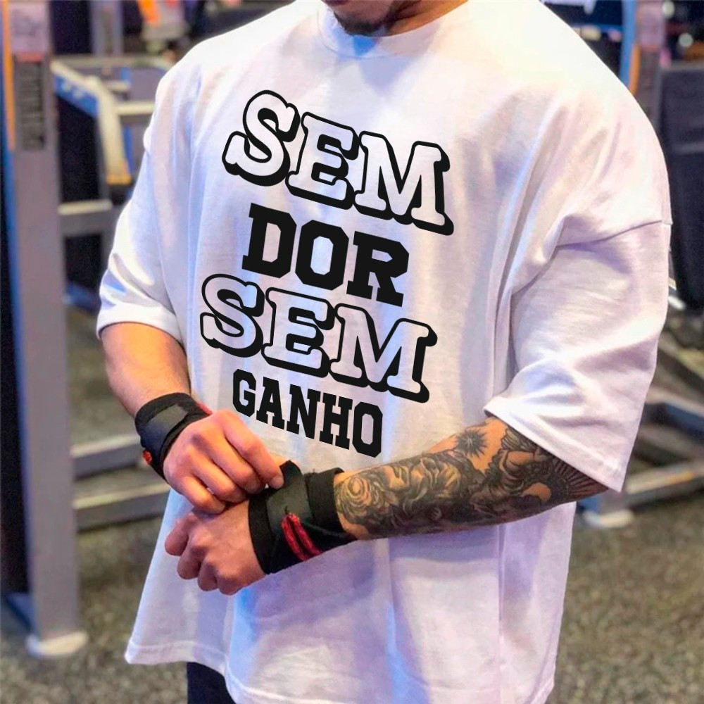 [Camiseta Premium em Algodão Puro]CC Camiseta Oversized Treino Academia Sem Dor Sem Ganho Confortavel Envio Rapido