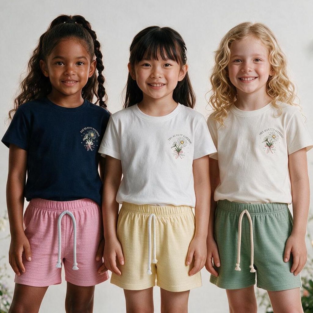 Kit Conjunto Infantil Feminino Menina Blusa Shorts Moda Kids Roupa Casual Estampada Confortável