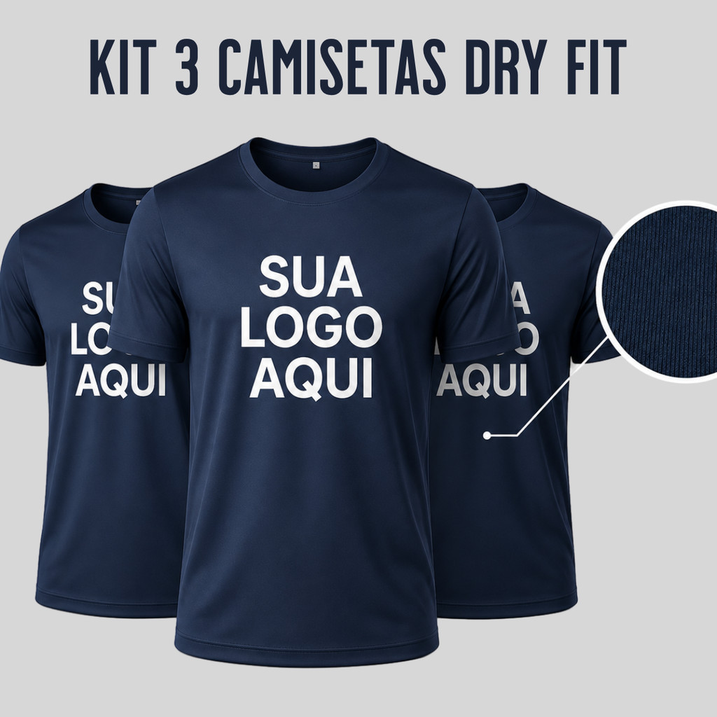 KIT 3 Camisetas  Academia Personalizadas com Sua Logo ou Estampa Dry Fit