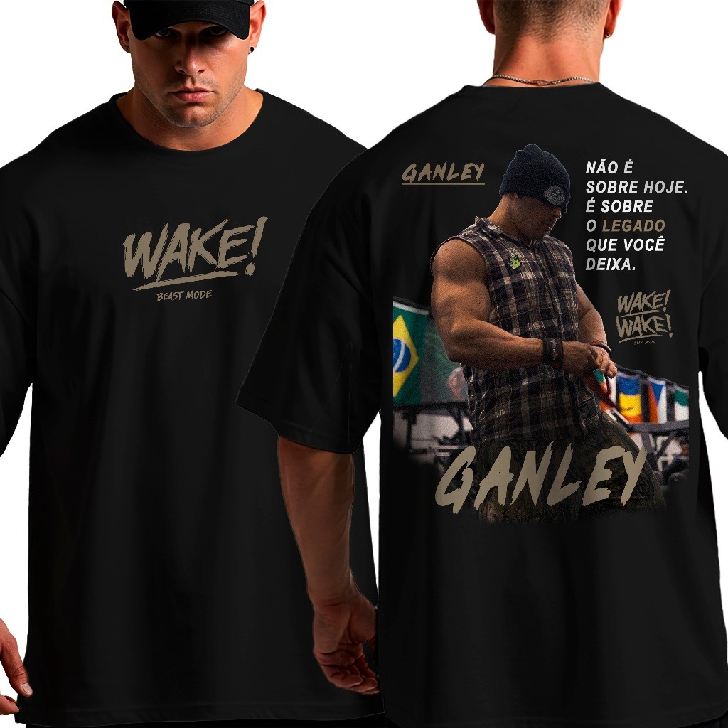 Camiseta Oversized Ganley Wake Musculação Grande Algodão Streetwear Treino Academia Confortavel
