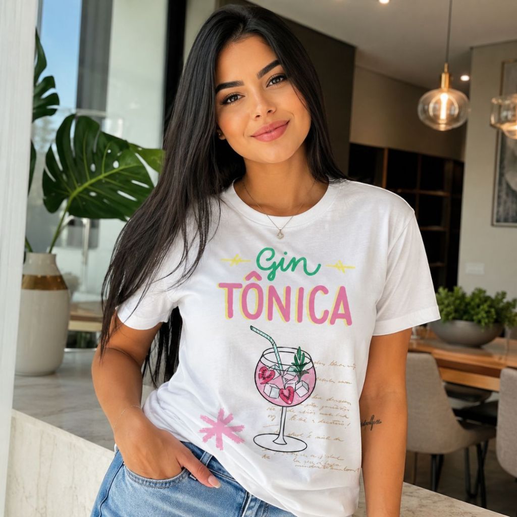 Camiseta Feminina 100% Algodão Estilosa Confortável Tendência 2026 Estampada Envio Rápido