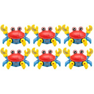 Kit 6 Caranguejo Fujão Brinquedo Interativo Infantil com Som Luz e Movimento Automático