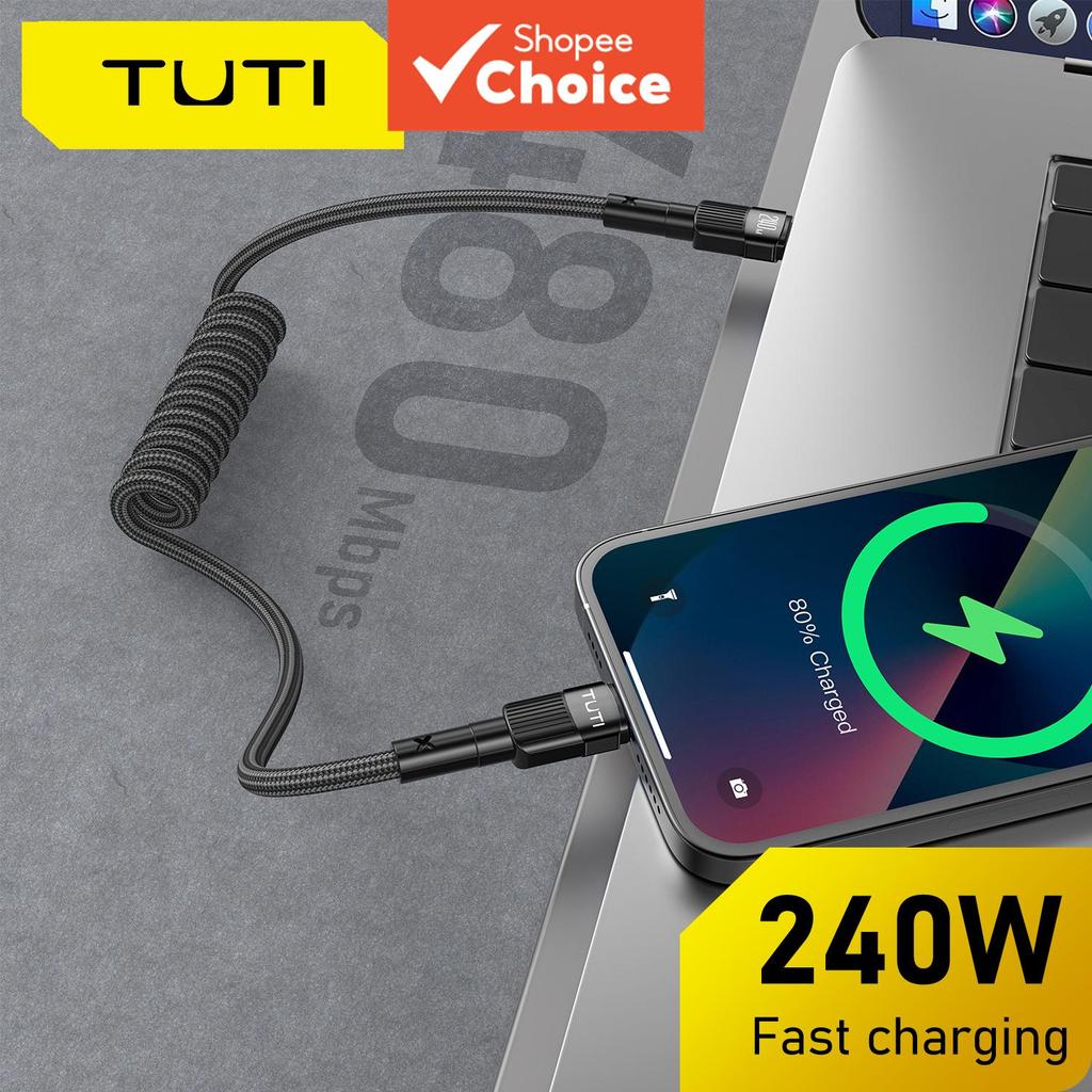 Cabo de Mola TUTI 240W de Carregamento Rápido para Carro Tipo-C para iPad e Laptop #1102