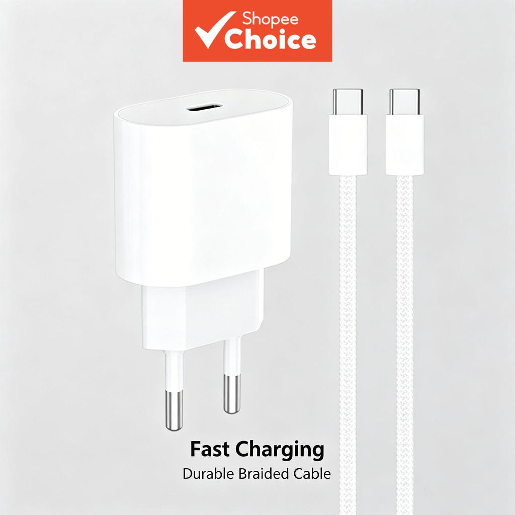 Kit de cabo trançado resistente Tipo C de carregamento rápido 20 W da UE para iPhone 16/17 Android