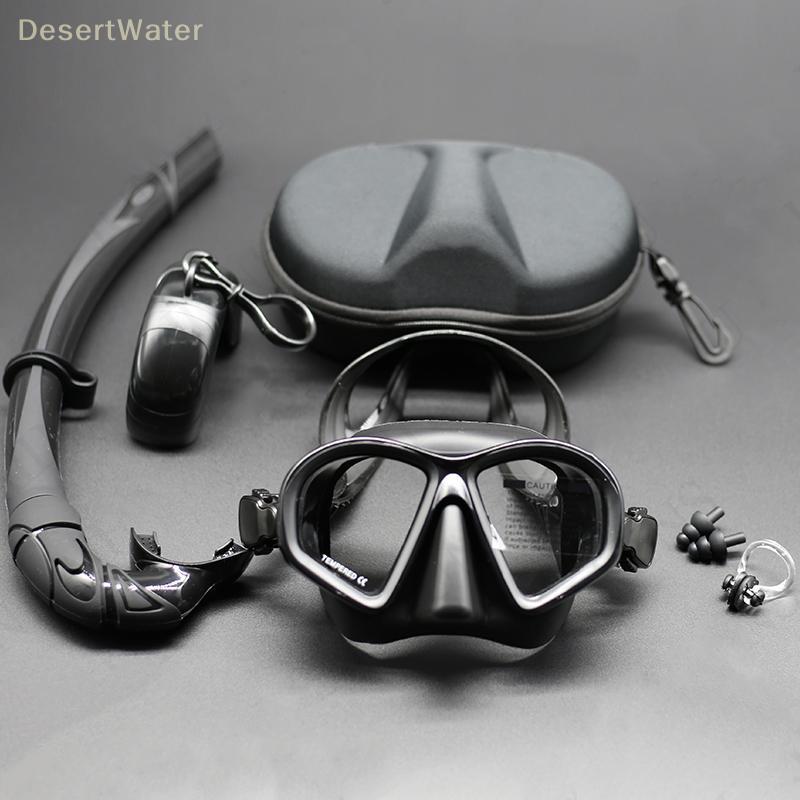 < DesertW > Máscara De Mergulho Livre De Vidro Temperado Conjunto Dobrável Snorkel Tipo J Com Montagem Em Câmera Novo