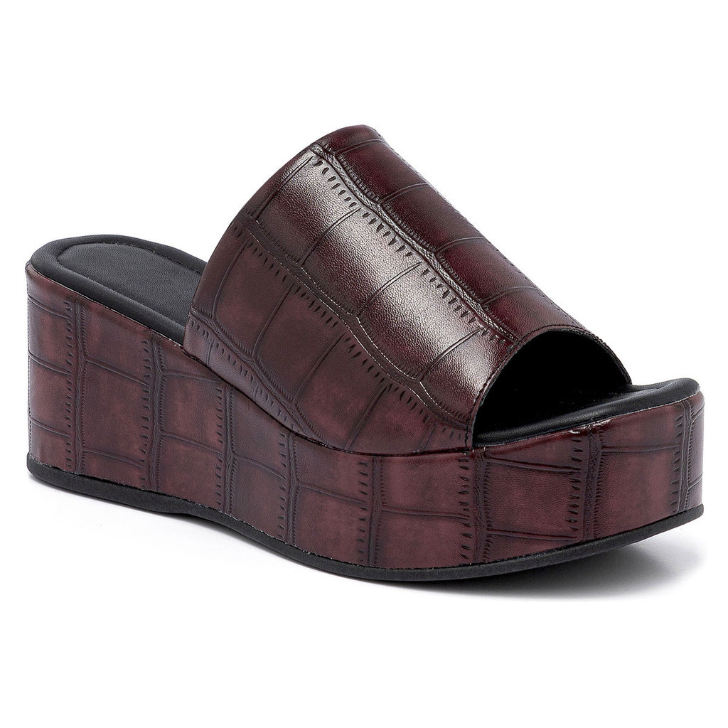 Sandália Tamanco Feminino Plataforma Croco Leve Confortável Anabela Moda