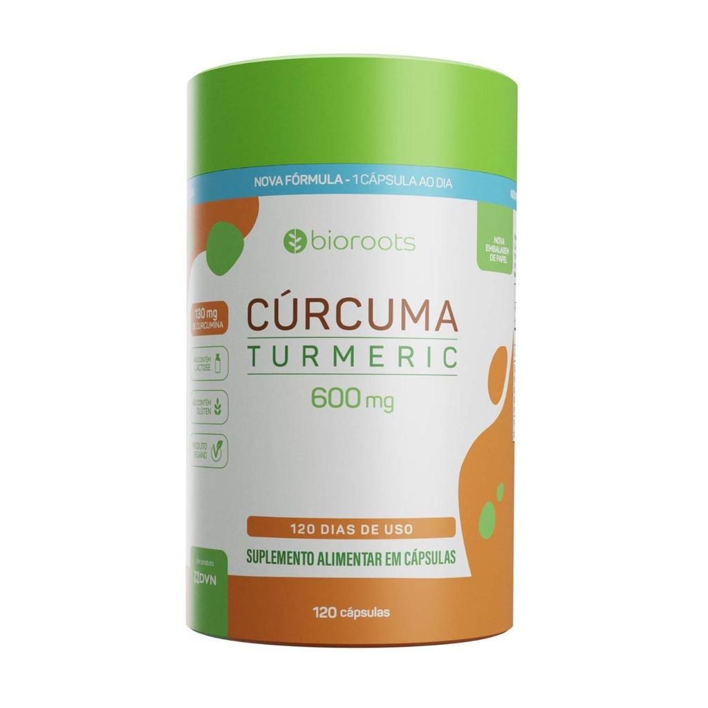 Cúrcuma Turmeric 600mg com 120 Cápsulas - Bioroots