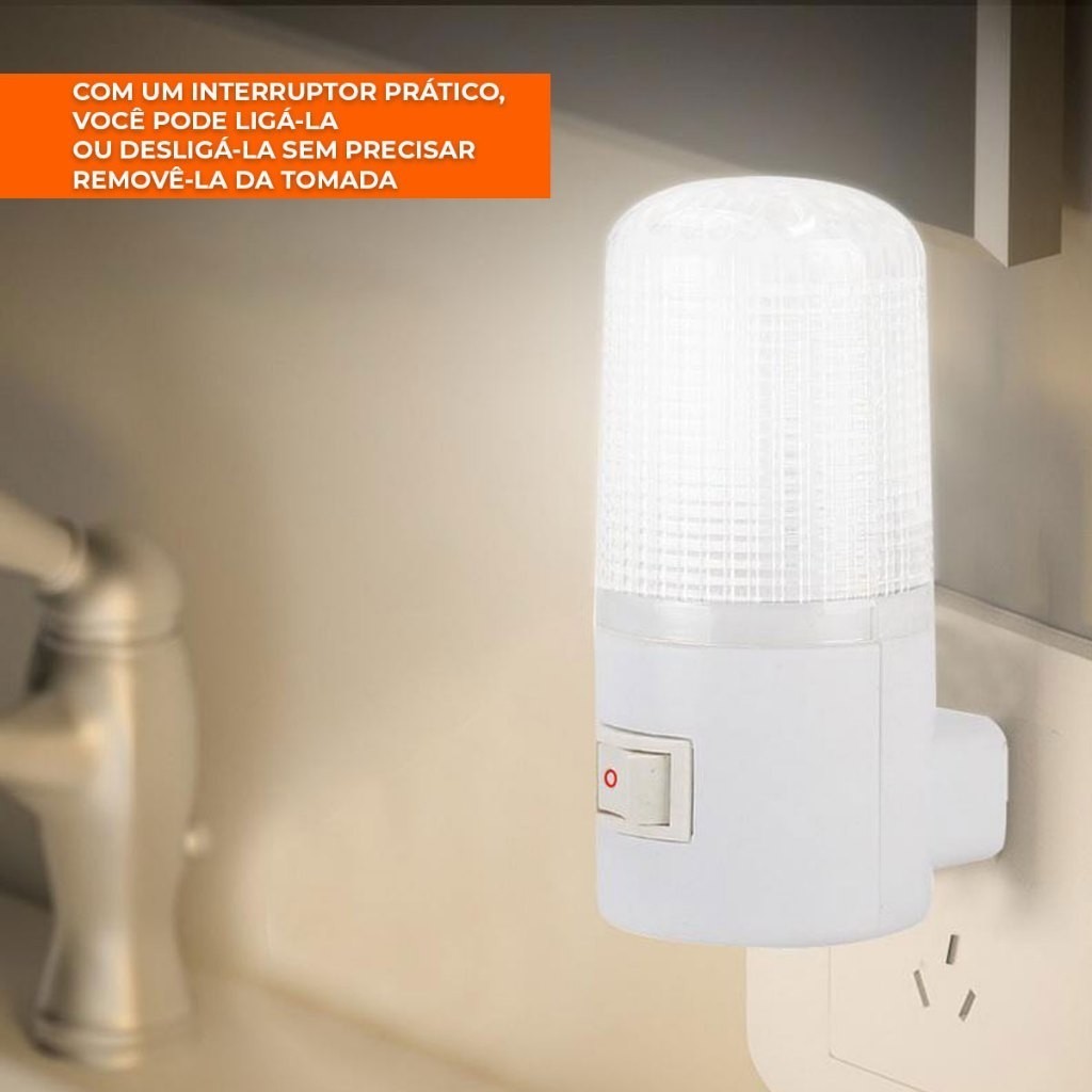 Luminária Abajur Luz Noturno Led Tomada Bivolt 1 a 4 Unidades — imagem 2 de 2