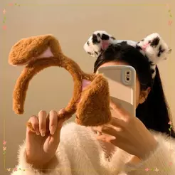 Faixa De Cabelo Feminina Trompete , Chapéu De Cosplay De Cachorro Com Orelha Dobrada , Acessórios Fofos De Desenho Anima