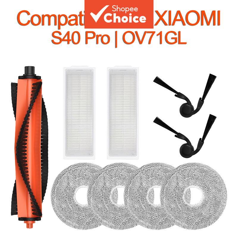 Kit de Acessórios de Substituição Compatível com o Robô Aspirador Xiaomi S40 Pro OV71GL – Escova Principal, Escovas