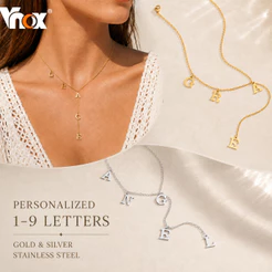 Vnox Personalizado 1-9 Letras Colar Feminino Nome Inicial Aço Inoxidável Ouro Prata Moda Jóias Presente