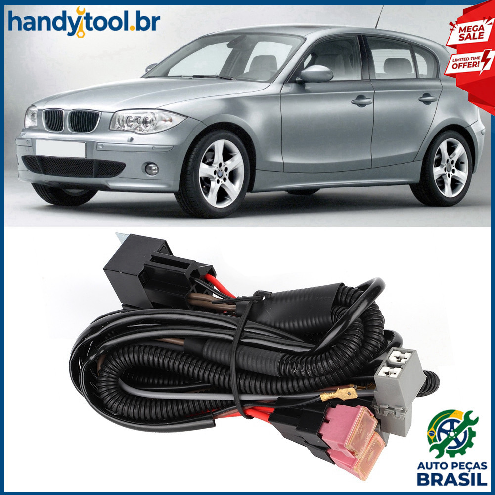 handtool.br H1/H7 Fio Fiação do Chicote de Relé para Farol de Halogênio do Carro Farol IP46