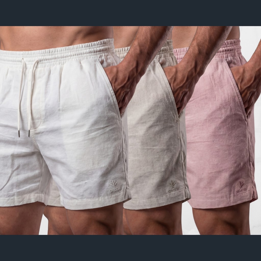 Kit 3 Bermudas Masculinas Linho Elastano Praiana Confortável Verão — Coisas da Jô