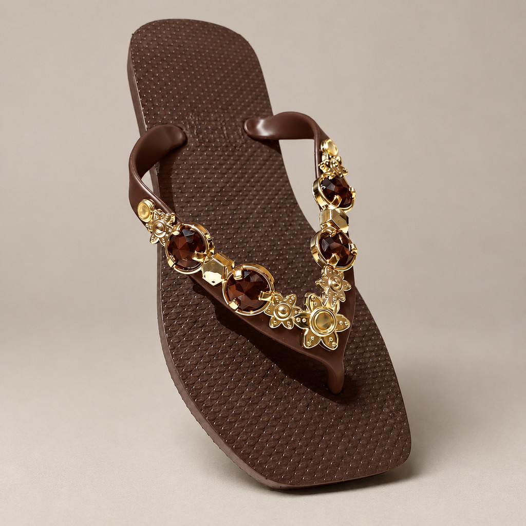 Chinelo Feminino Pedraria Rasteirinha Sandália Casual Confortável Leve Antiderrapante Elegante Dia a Dia