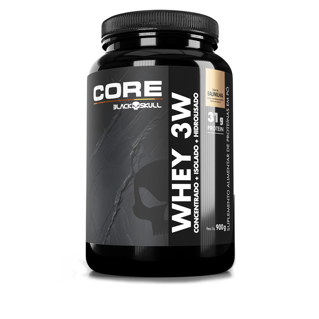 Whey 3W Core (WPC, WPI E WPH) - Pote 900g - Black Skull