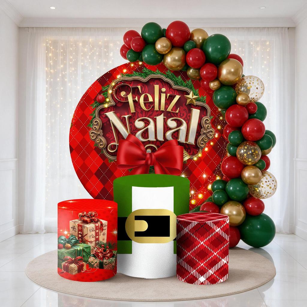 Painel de Festa Natalino - Kit Decoração com Capa para Festas