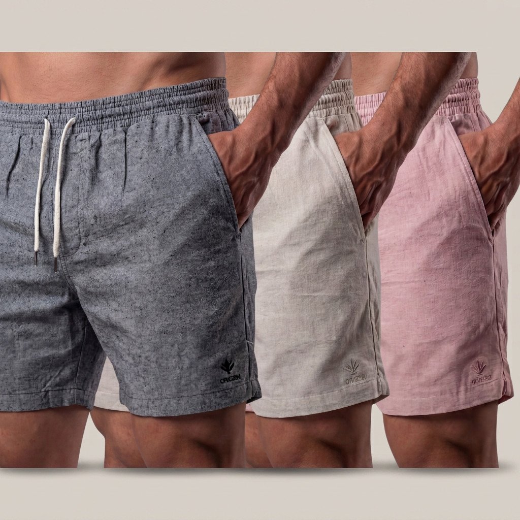 Kit 3 Bermudas Masculinas de Linho Elastano Praiana, Shorts Leves, Confortáveis - DOCE LAR STORE