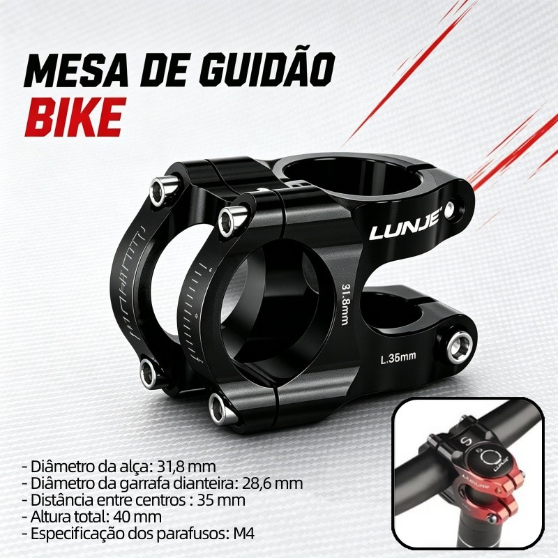 Haste Para Guidão MTB 31.8MM Alumínio CNC Braçadeira Alcance 35mm Altura 40mm Acessório Para Bicicleta Mountain Bike