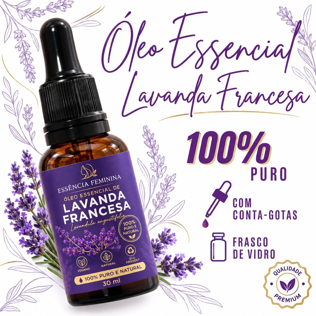 Óleo Essencial de Lavanda Francesa 100% Puro Brasil