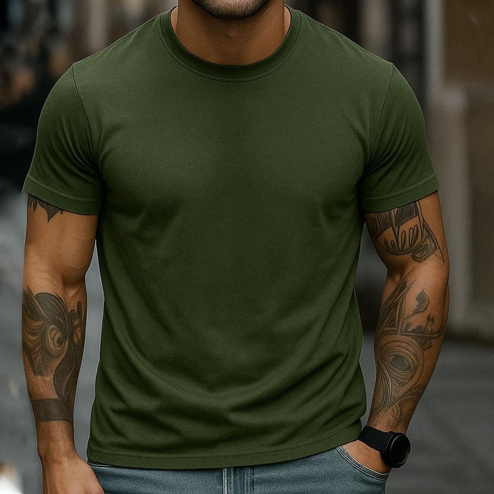Camisa Masculina Lisa 100% Algodão Casual Dia A Dia Trabalho Escola Academia Streetwear Moda Diária