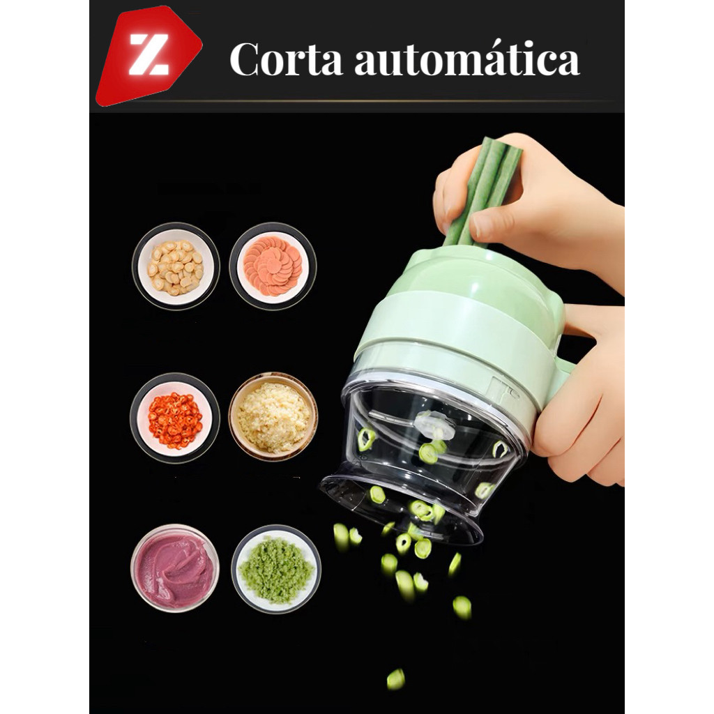 Cortador Triturador Elétrico Multifuncional Para Vegetais E Carnes Elétrico De Legumes 4 Em 1 Sem Fio Alho