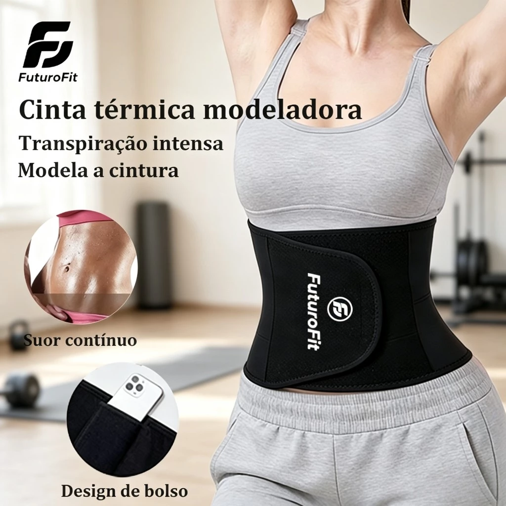 Cinto Auto-Aquecimento Esportivo Treino Em Casa  Perda Gordura Modelagem Cintura Íons Prata Portátil — imagem 1