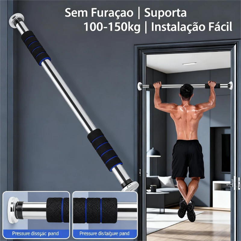 Barra Fixa de Porta para Exercícios Ajustável 62 a 100 CM Crossfit Calistenia Fitness Força