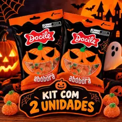 Kit Com 2 Unidades Bala de Goma Halloween Formato Abóbora Docile De 80g