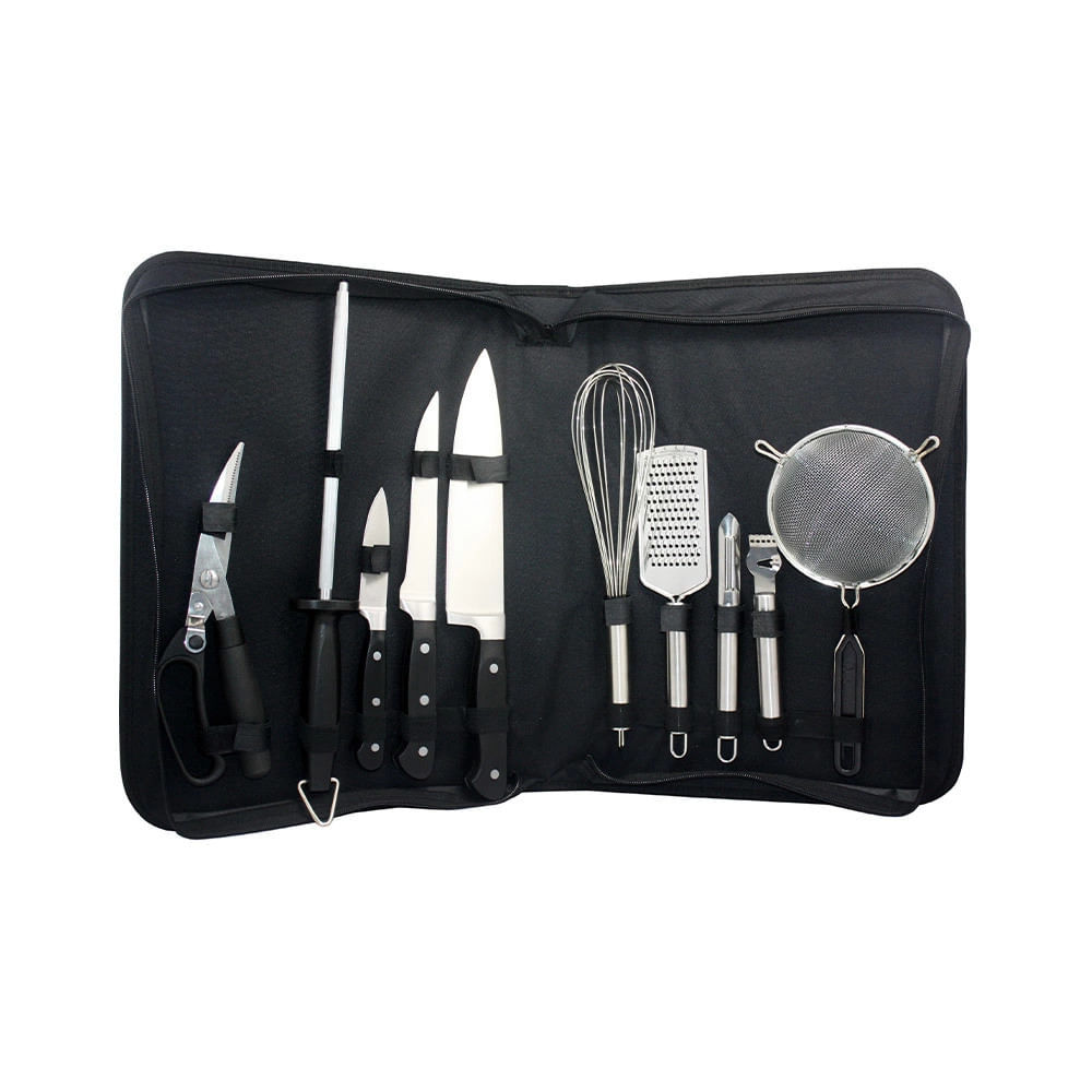 Jogo para Churrasco Fracalanza em Inox com Bolsa de Nylon com 10 Peças