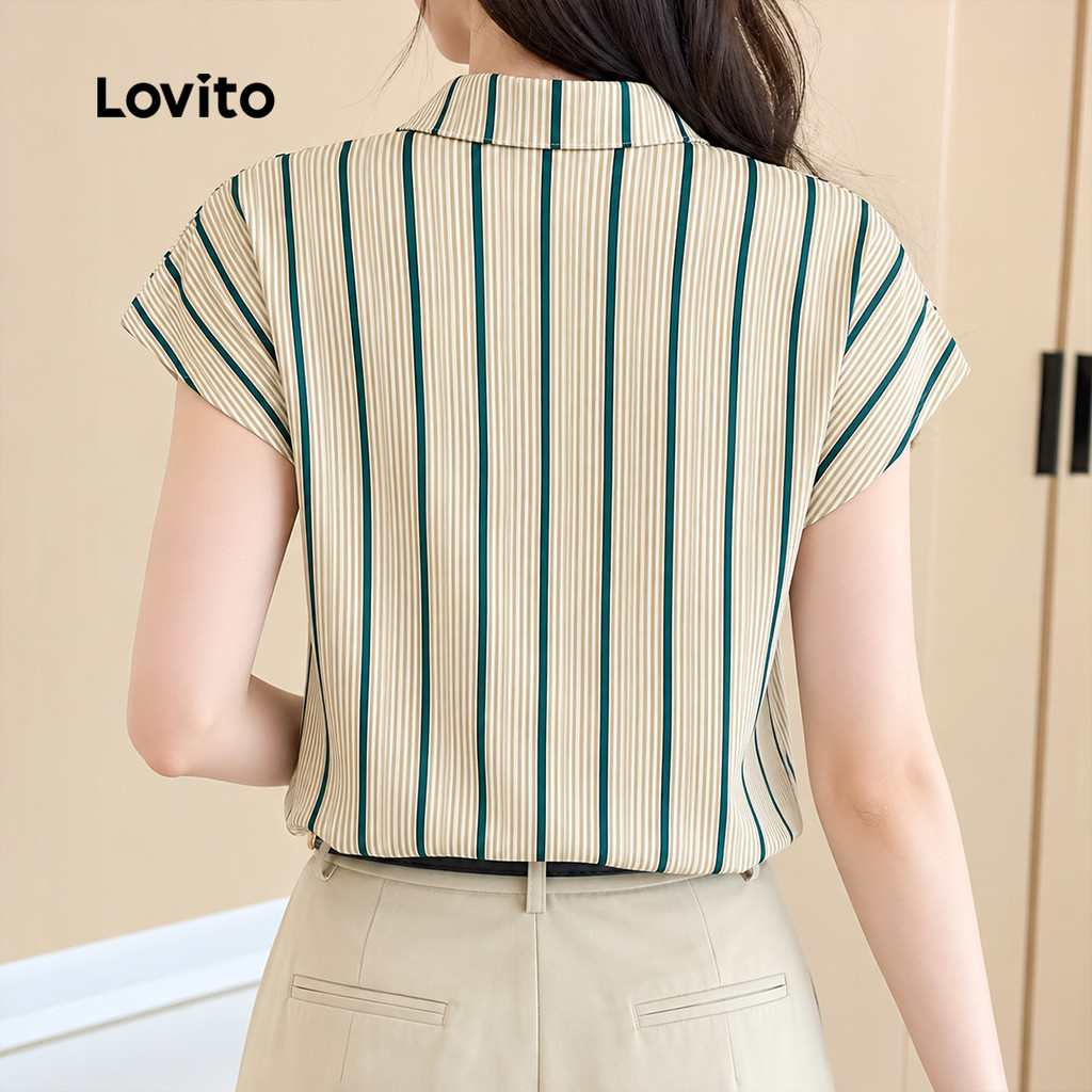 Lovito Listrada Elegante Blusa Primavera/verão Formal Oficial Multicolorida Blusa Evangélica Festa de Natal Mulheres LBL29007 · foto 2
