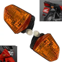 Par Pisca Traseiro/Dianteiro Honda Pop 110 2016 Até 2024 Ambar Com Chicote