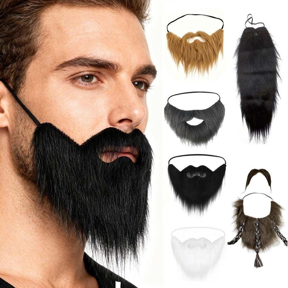 [Adereços de Barba Longa, Barba Falsa Realista e Natural, Máscara de Pirata Simulada Macia e Fácil de Usar]