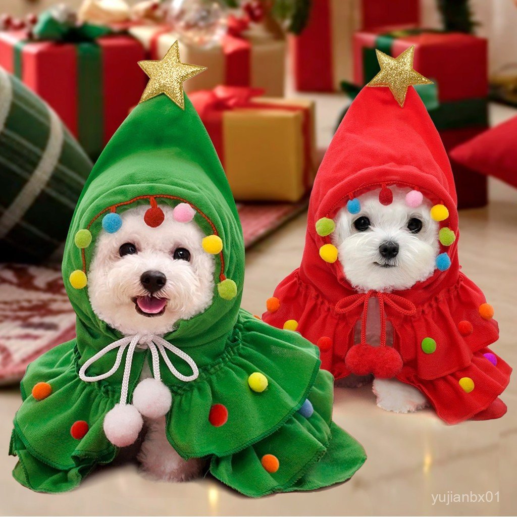 Roupas de Natal para Pets, Casaco de Duas Cores, Cachecol e Xale para Animais de Estimação no Outono e Inverno