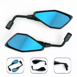 Par Retrovisor Lente Azul Mod Kawasaki Z400 Haste Longa Fixa 90 Graus Rosca Honda