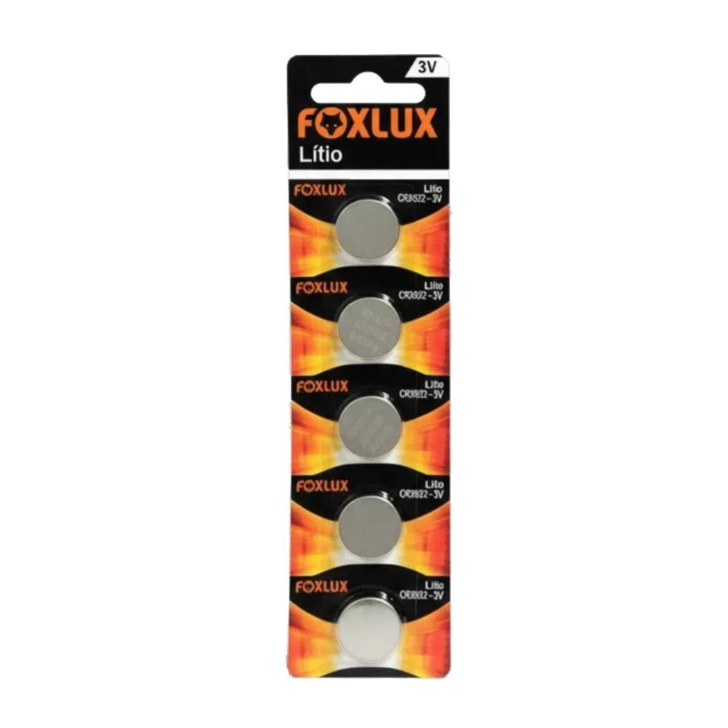 Pilha Bateria Moeda 3V CR2025 Foxlux Lítio Kit com 5